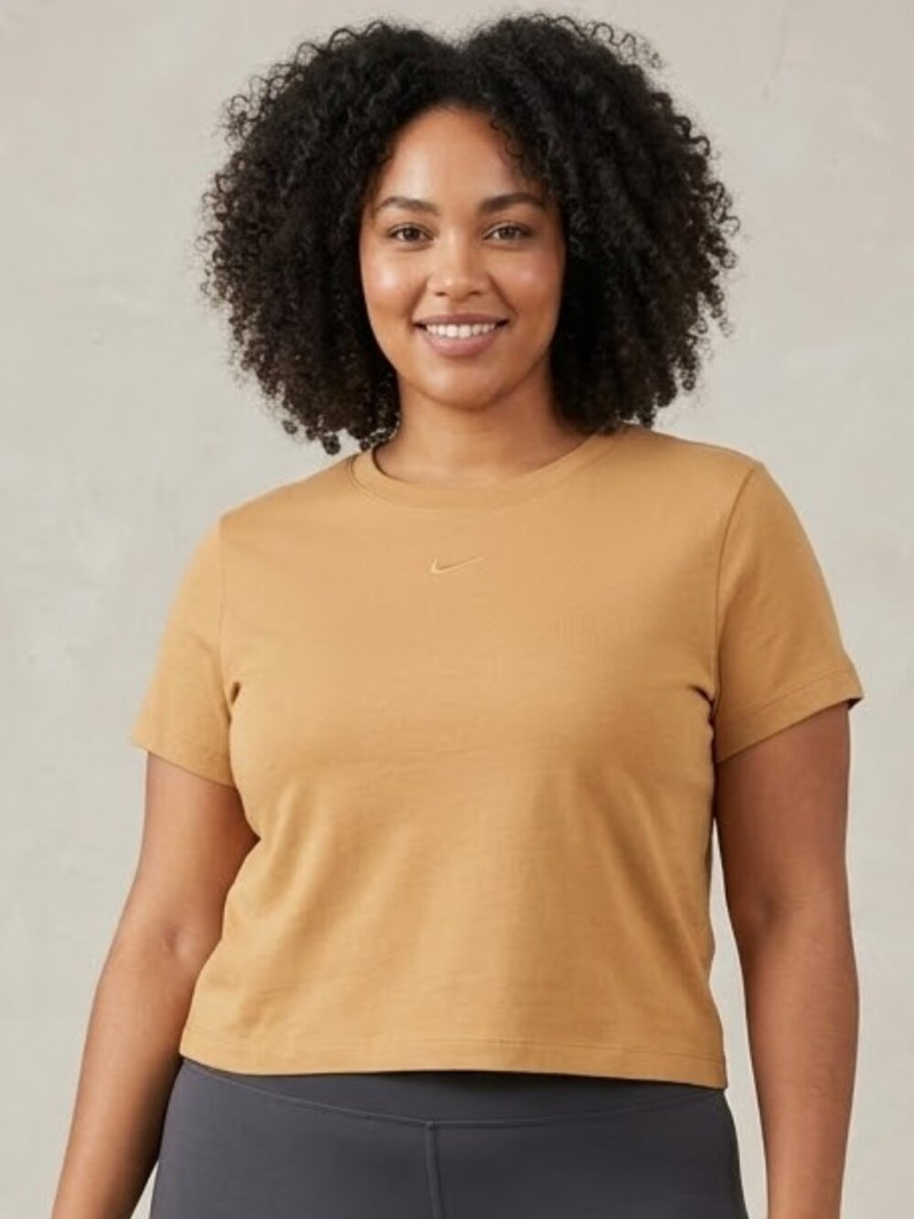 Nike Women's Size XXL Dark Tan Camel Cotton Modal Blend Slim Fit T-Shirt